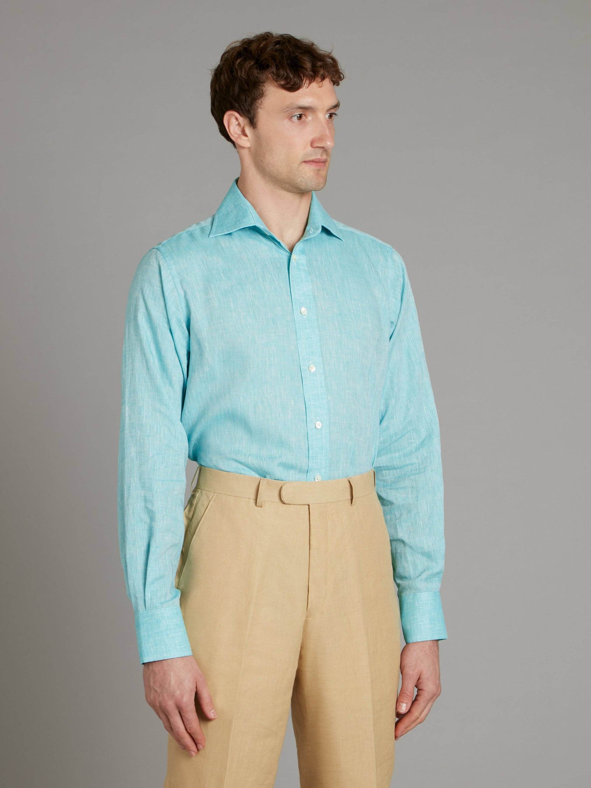 Organic Linen shirt - Turquoise