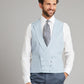 Double Breasted Linen Waistcoat - Pale Blue