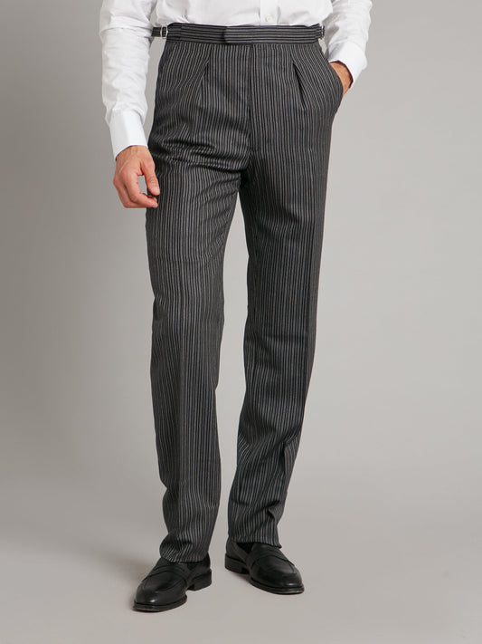 Pleated Luxury Morning Trousers - Black, Grey