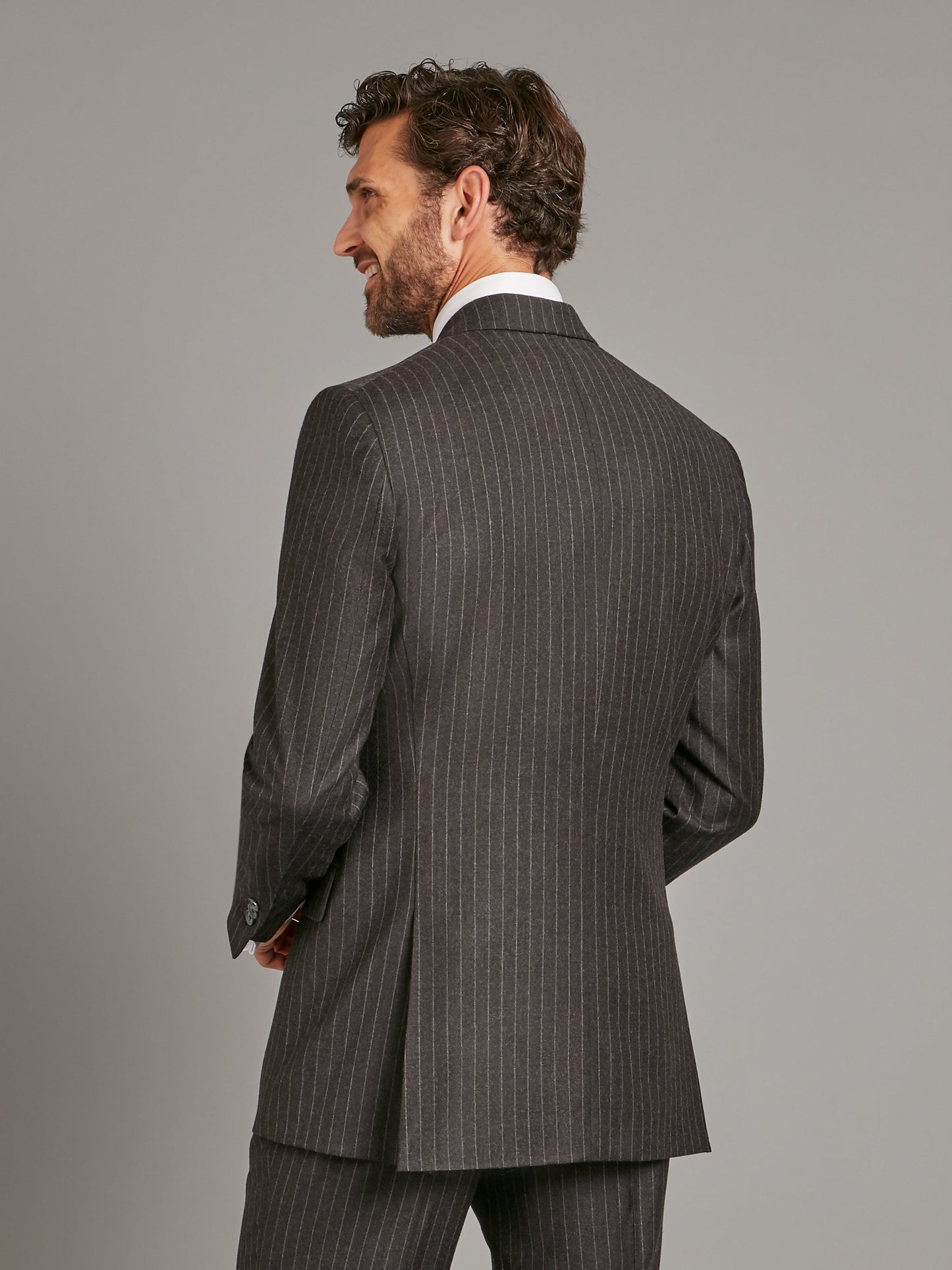 Cadogan Suit Flannel - Chalk-stripe Charcoal
