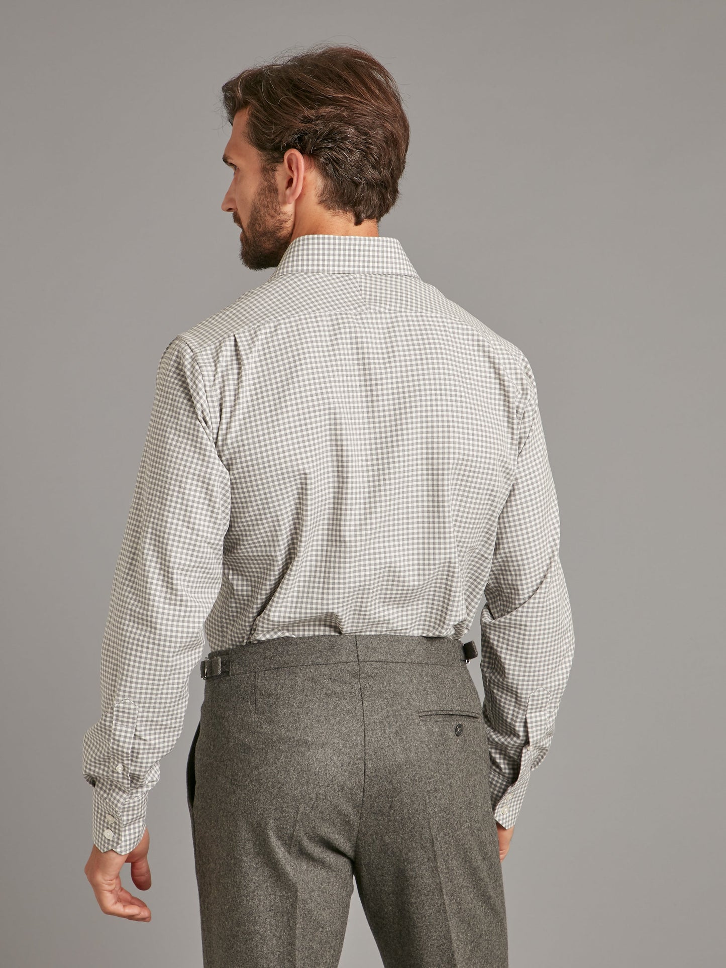 Regular Fit Shirt - Melange Small Check - Pale Grey