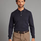 Fine Merino Long Sleeve Polo Shirt - Navy