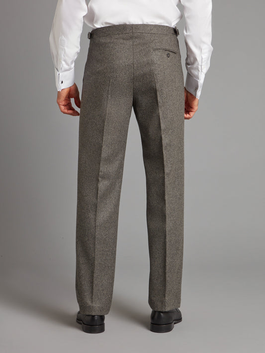Fox Flannel Pleated Trousers – Grey