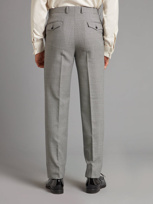 Flat Front Trousers with Coin Pocket - Black & White Houndstooth