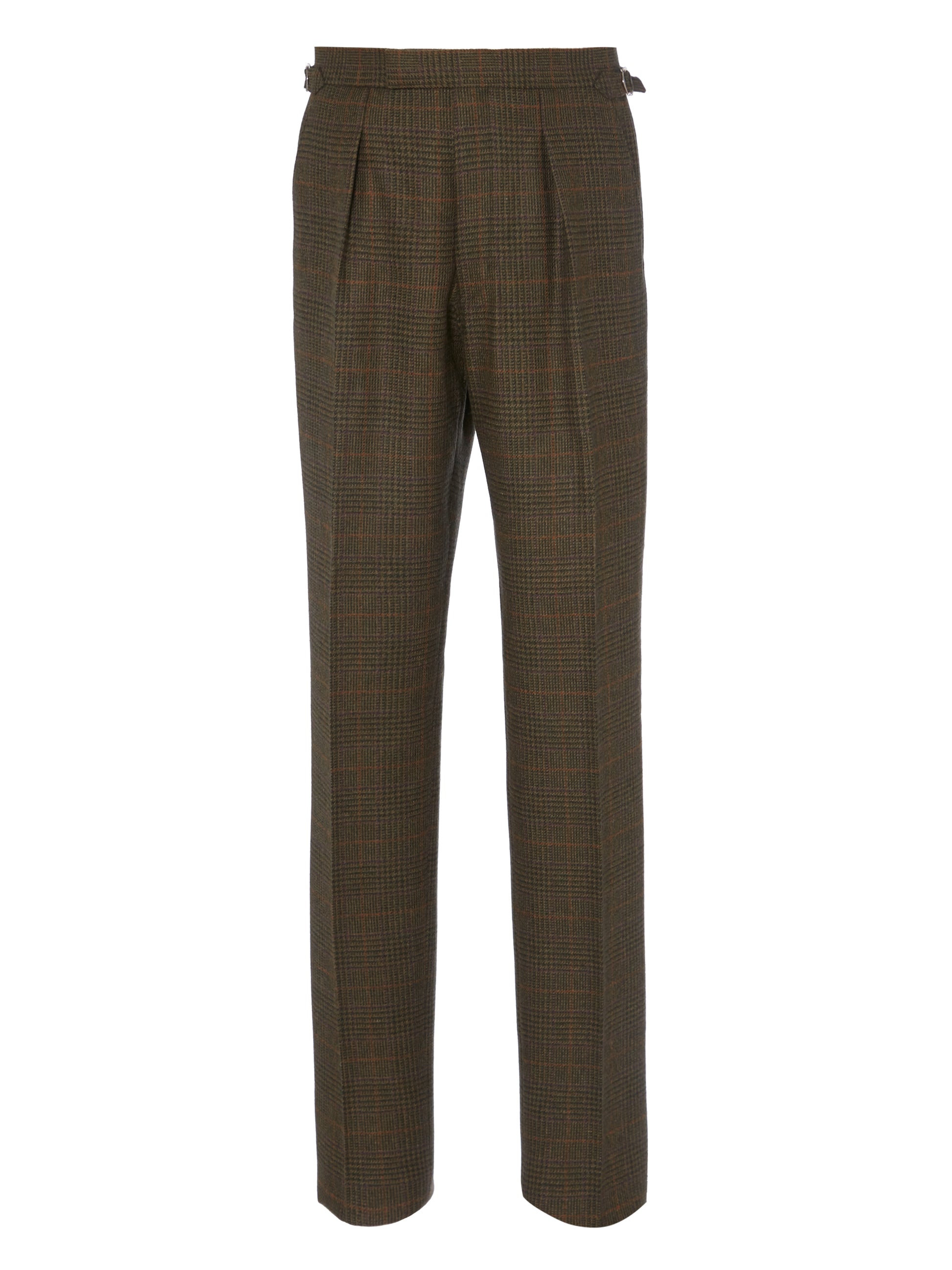 Front view of Oliver Brown pleated trouser in a limited edition tweed
