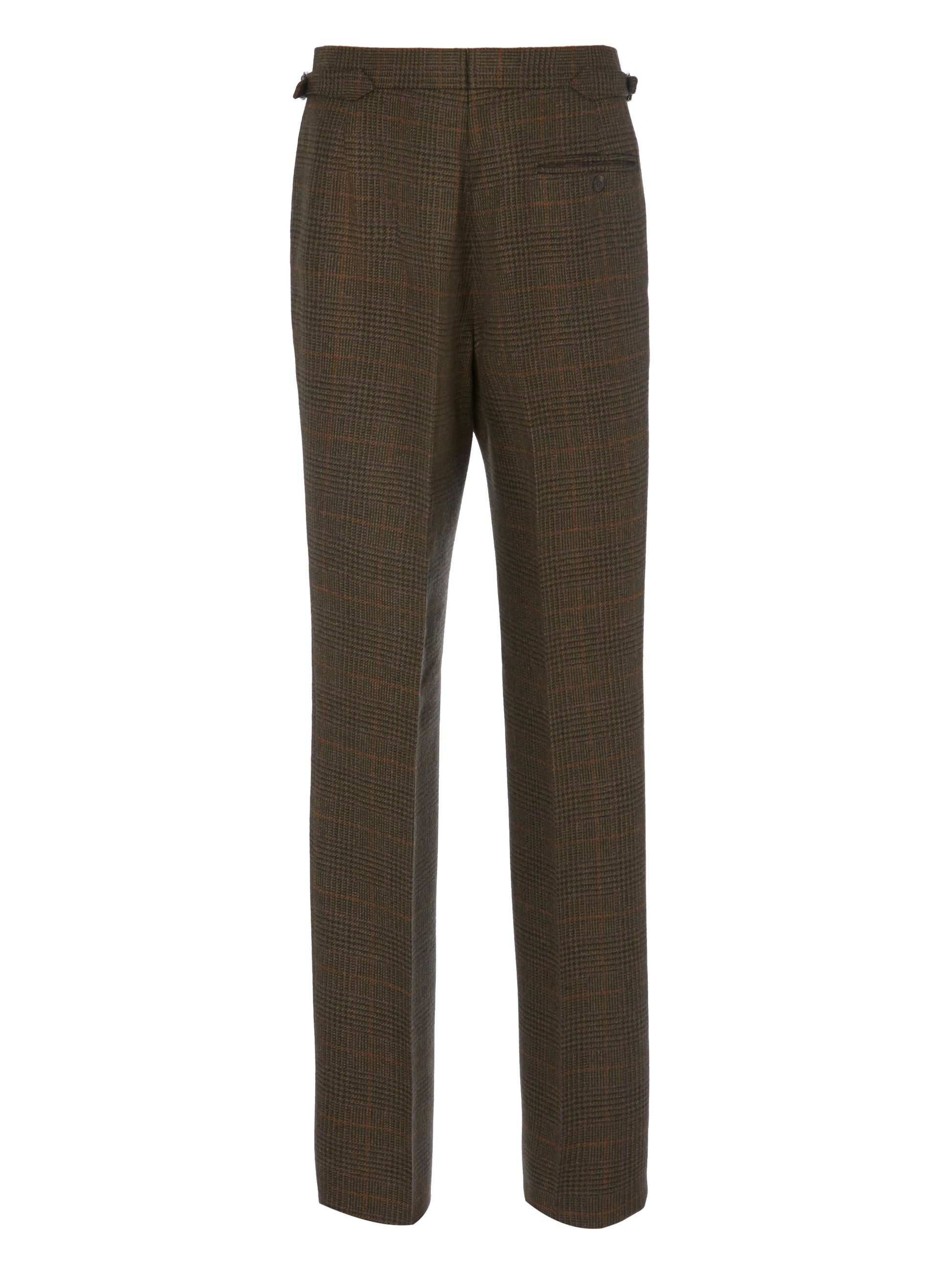 Back view of Oliver Brown pleated trouser in a limited edition tweed