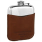 6oz Captive Top Hip Flask With Pouch Brown