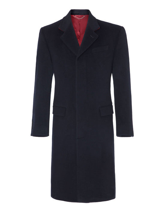 City Single Overcoat- Navy Cashmere Blend