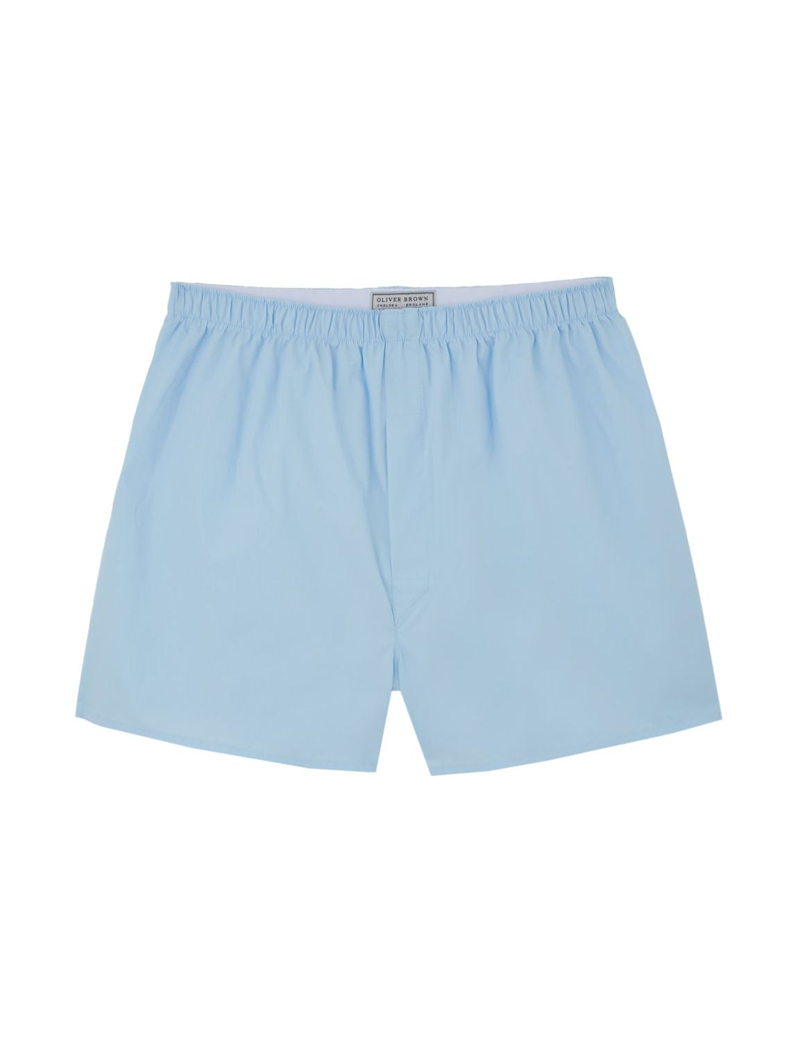 Cotton Boxer Shorts, Plain - Pale Blue