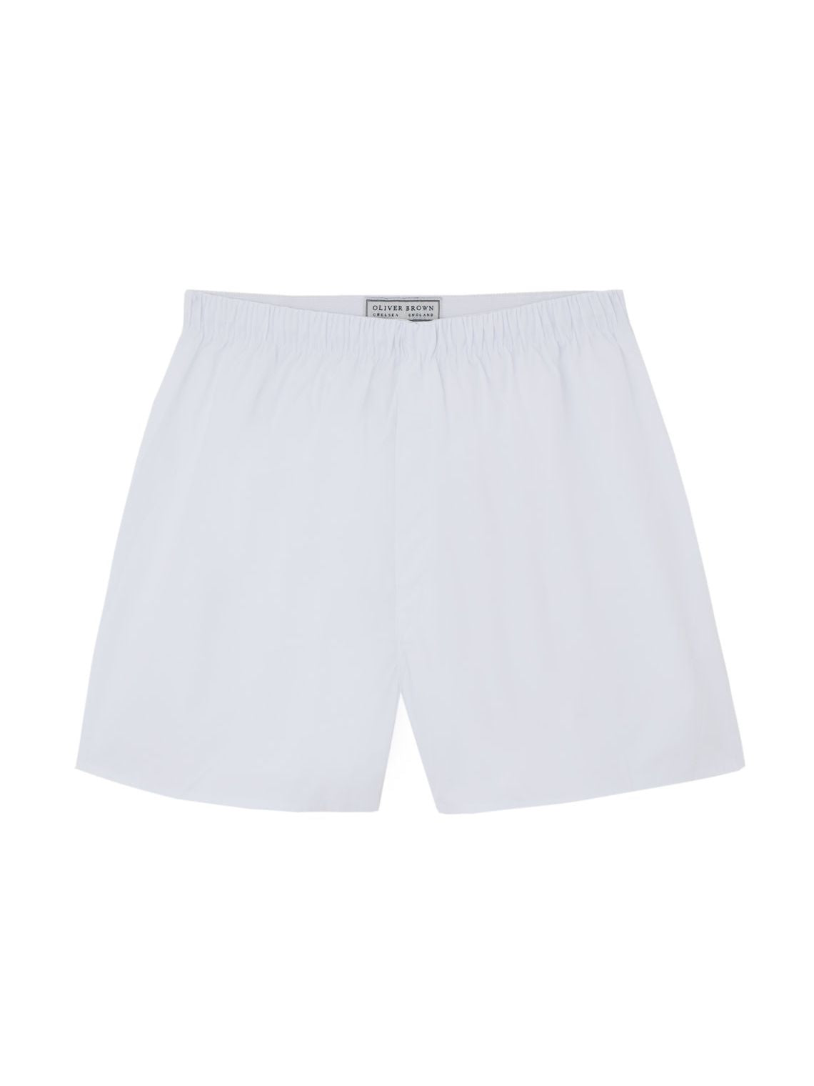 Cotton Boxer Shorts, Plain - White