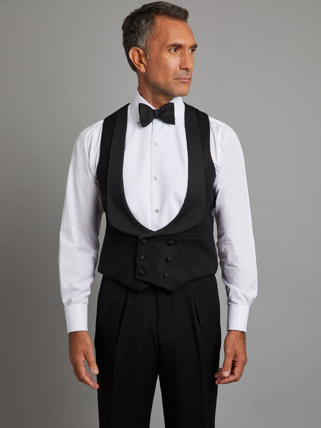 Double Breasted Evening Waistcoat - Black – Oliver Brown