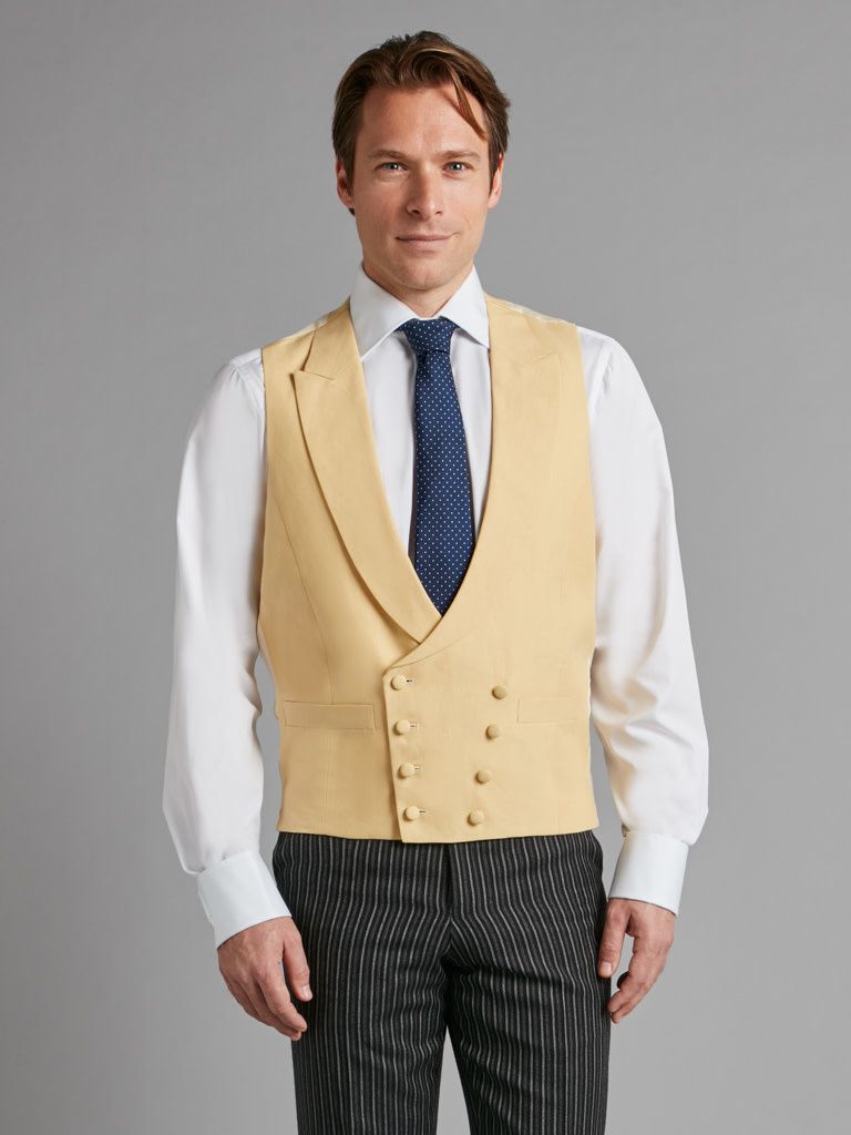 Double Breasted Linen Waistcoat – Yellow