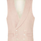 Double Breasted Waistcoat With Piping - Pale Pink Herringbone