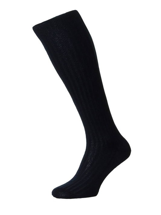 Long Pantherella Cotton Socks - Navy