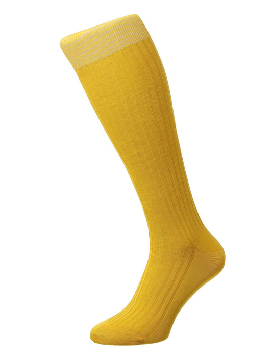 Long Pantherella Cotton Socks - Yellow
