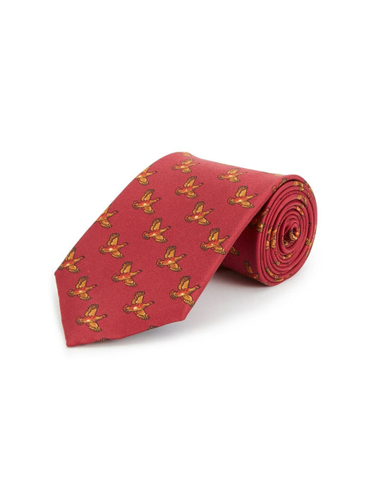 Pure Silk Flying Grouse Tie - Red