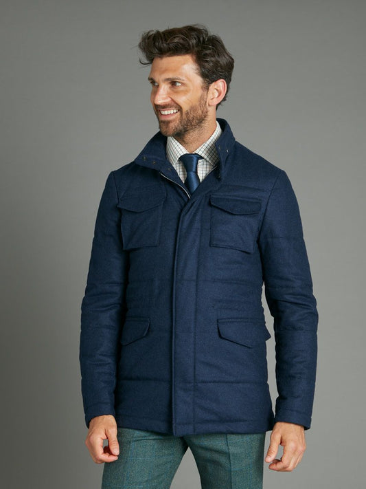 Quilted Jacket with Pockets - Navy
