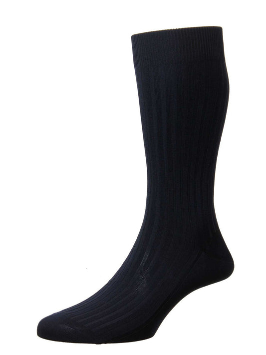 Short Pantherella Cotton Socks - Navy