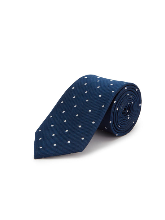 Twill Silk Tie, Spot - Navy
