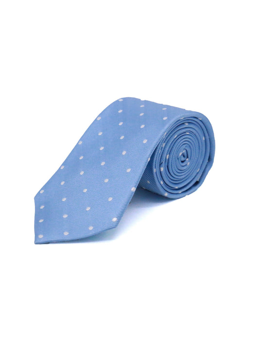 Twill Silk Tie, Spot - Sky Blue