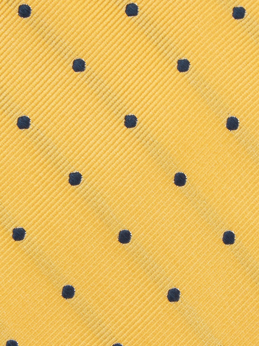 Twill Silk Tie, Spot - Yellow/ Navy