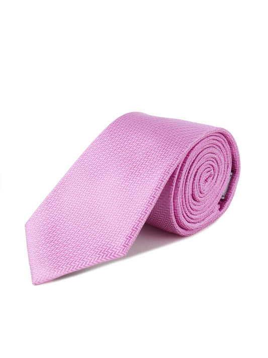 Woven Silk Tie, Herringbone - Pale Pink