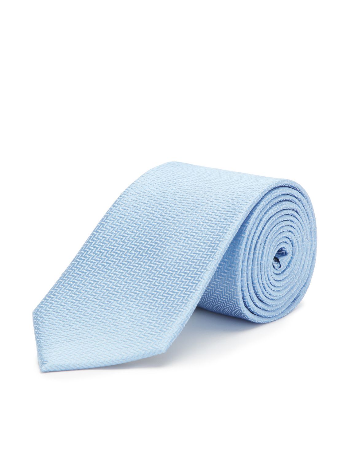 Woven Silk Tie, Herringbone - Sky Blue