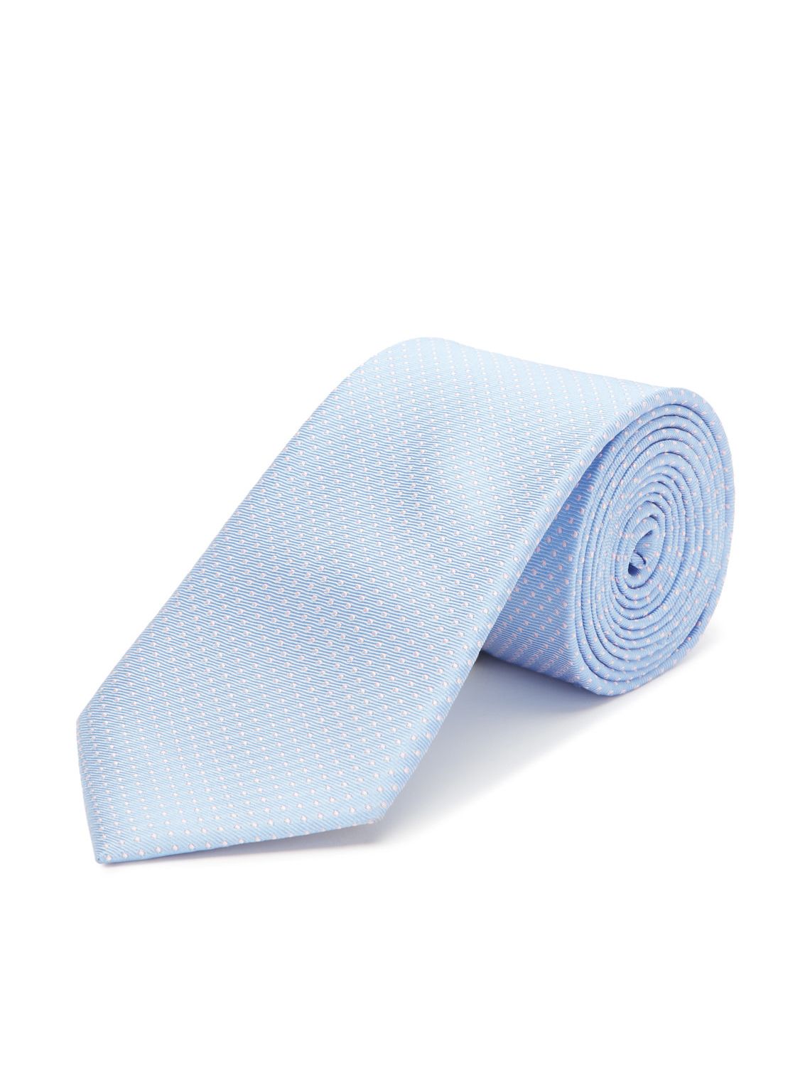 Woven Silk Tie, Spotted - Pale Blue/Pink