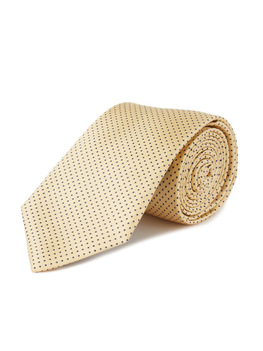 Woven Silk Tie, Spotted - Pale Yellow/Navy
