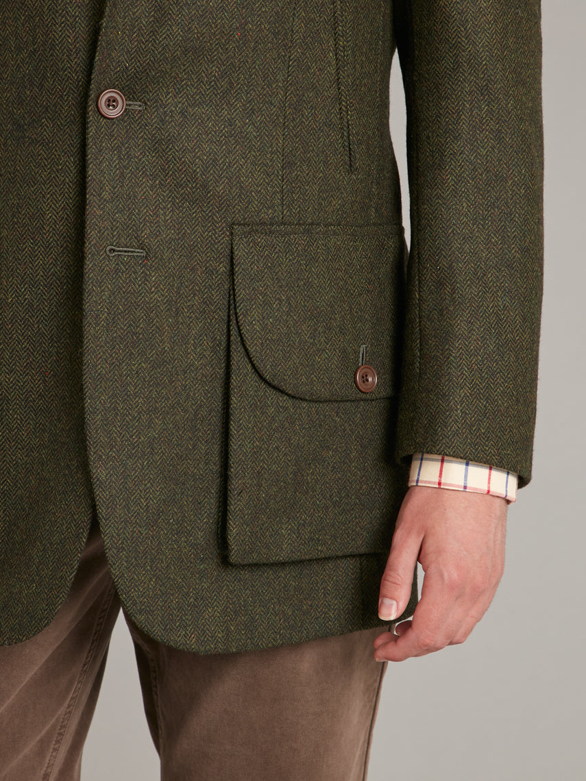 Country Jacket with Half Belt - Green