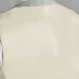 Double Breasted Silk Waistcoat NO Piping - Grey Herringbone