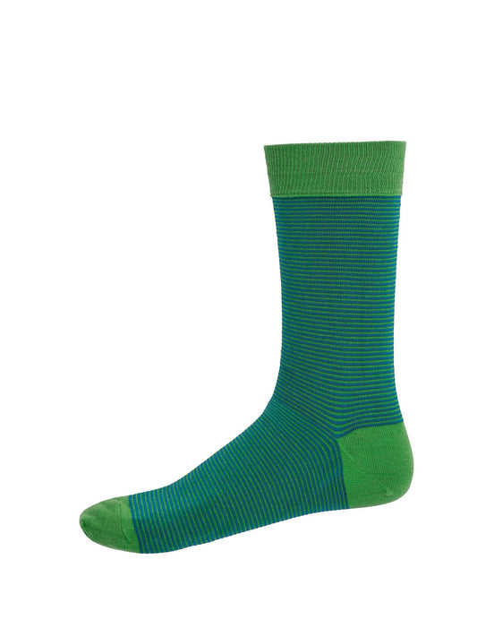 Horizontal Stripe Socks Pea/Marine