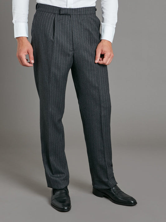 Pleated Morning Trousers - Dark Classic Stripe