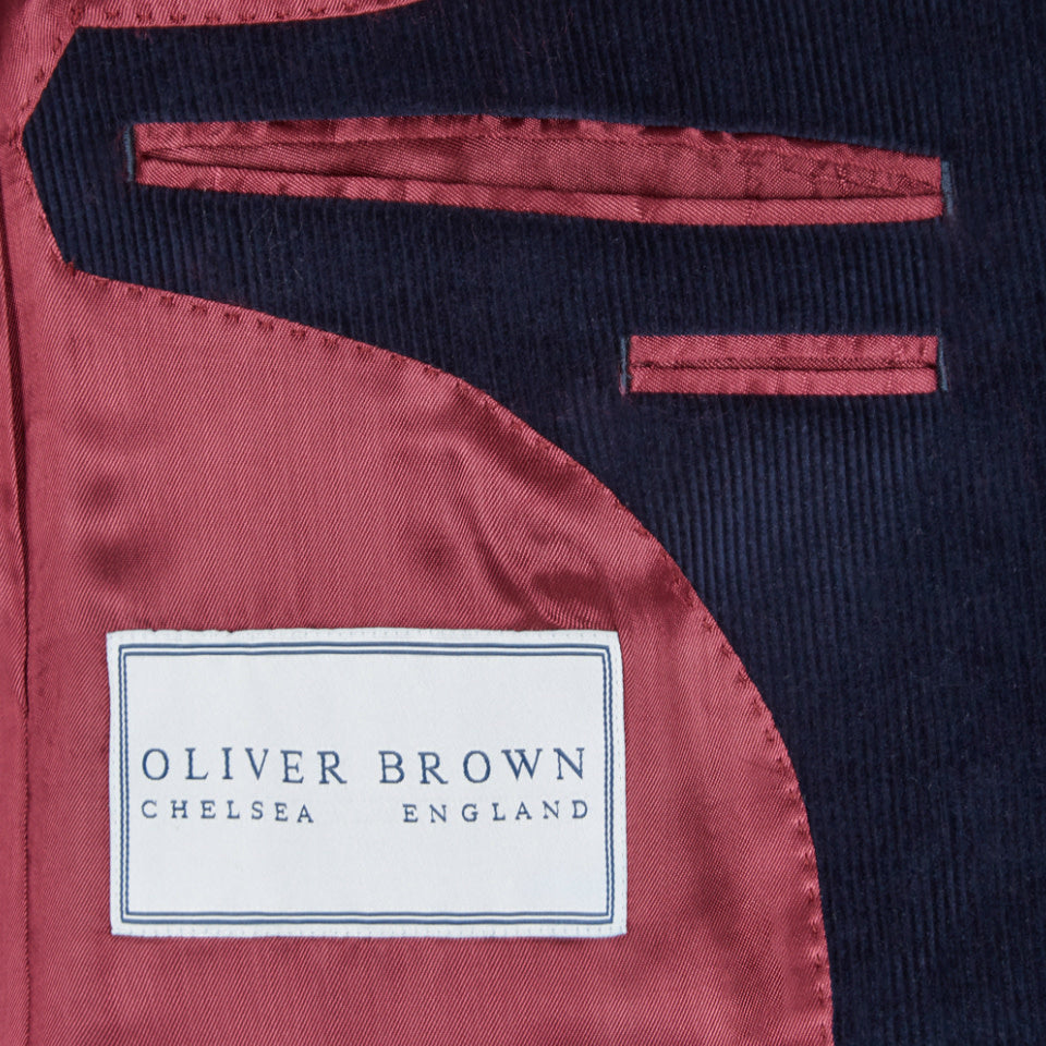 Oliver Brown Eaton navy needlecord jacket - inside jacket details