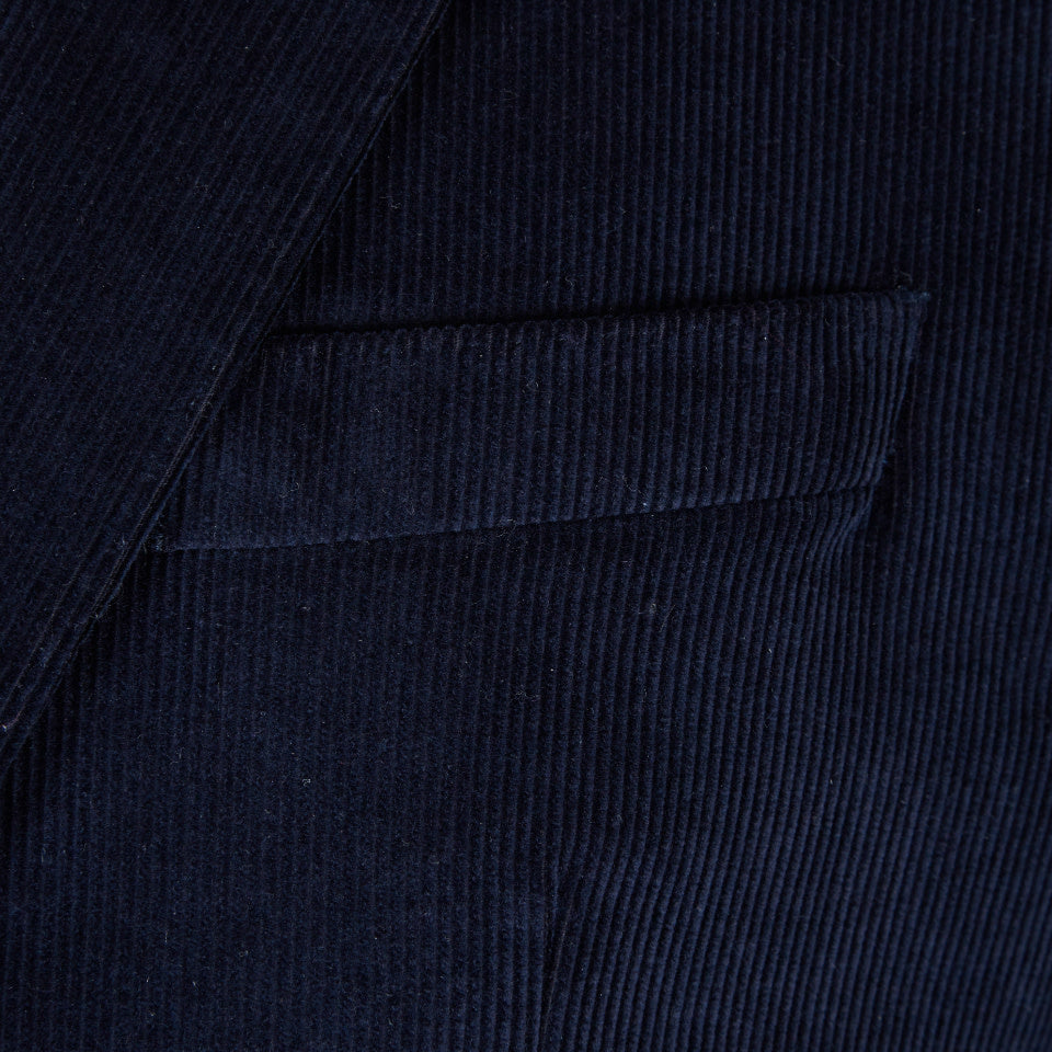 Oliver Brown Eaton navy needlecord jacket - breast pocket detail
