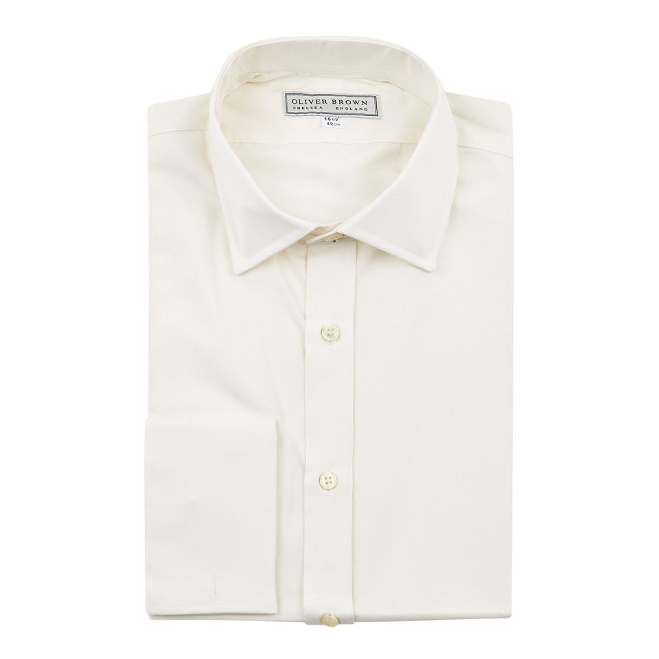 Silk Evening Shirt, Classic collar - Cream
